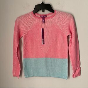 Aqua Girls’ Crew Neck Ribbed Knit Color Block Sweater size M